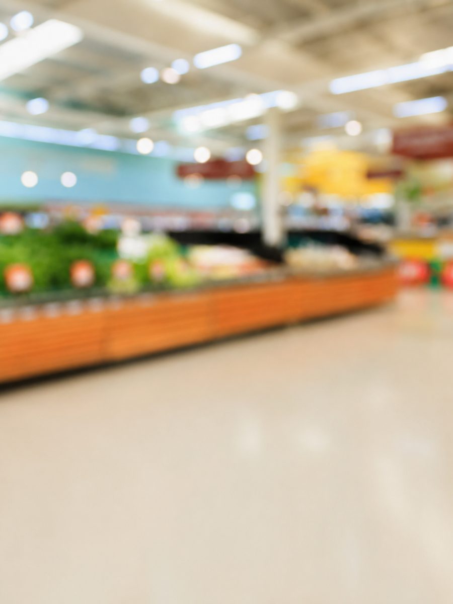 A clean, shining supermarket floor kept spotless by AMS